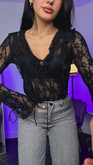 Maglia in pizzo nera