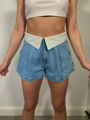 Shorts jeans con risvolto