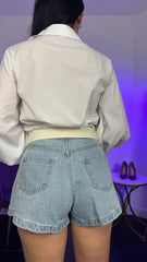 Shorts jeans con risvolto