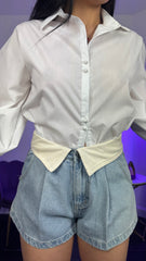Shorts jeans con risvolto